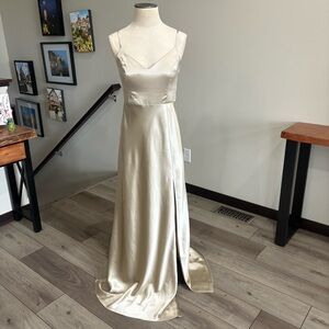 Jay Dress Shiny Satin Neutral Champagne